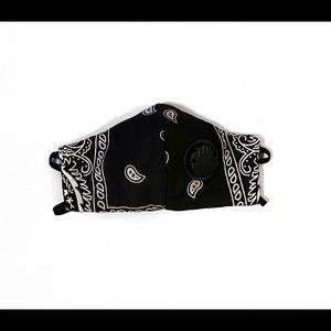 Unisex Cotton Fitted Black Paisley Face Mask